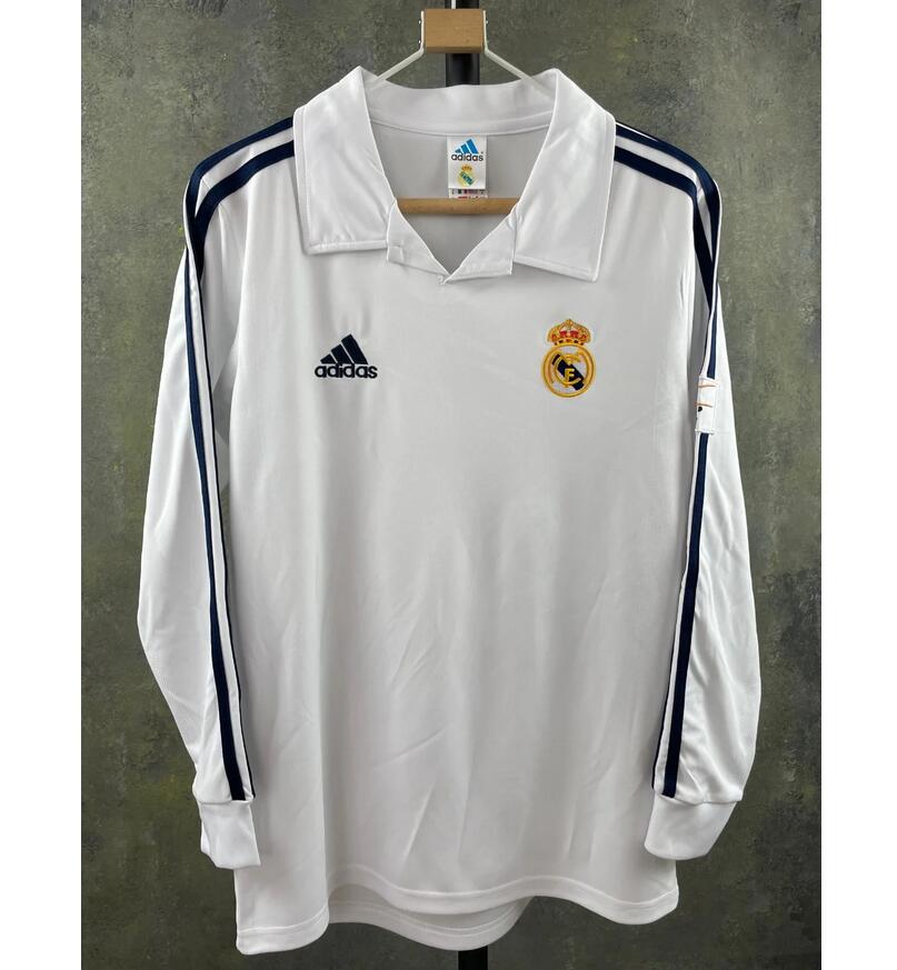 2001-2002 Real Madrid Retro Long Sleeve Home Kit Soccer Jersey